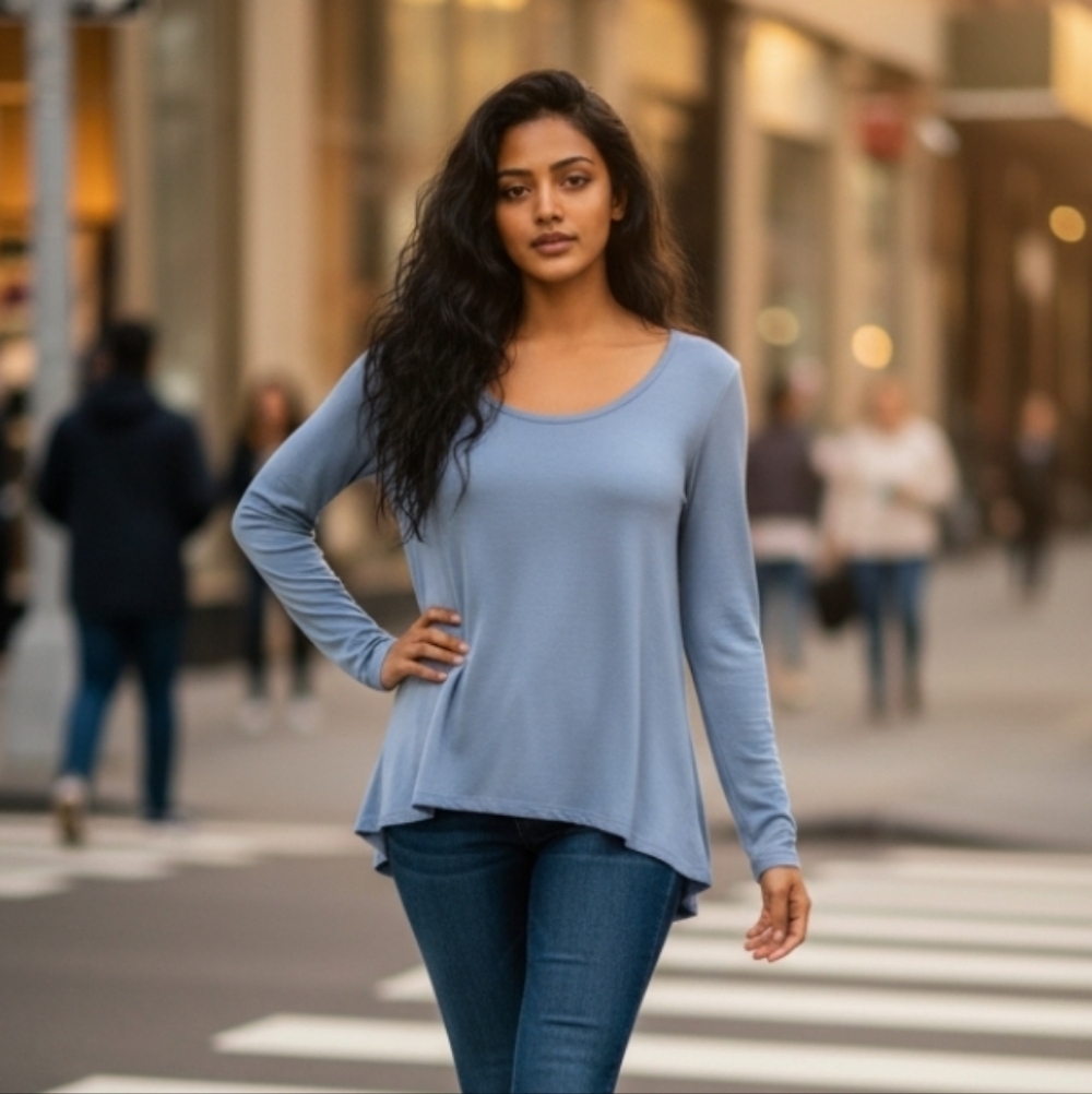 Ava & Viv Silvery Slate Gray Long Sleeve Top
